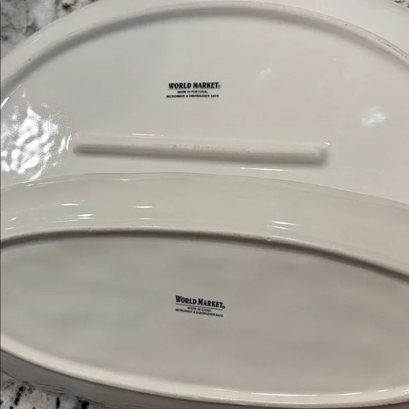 Cost Plus World Market Cream Oval Plates - Picture 2 of 6